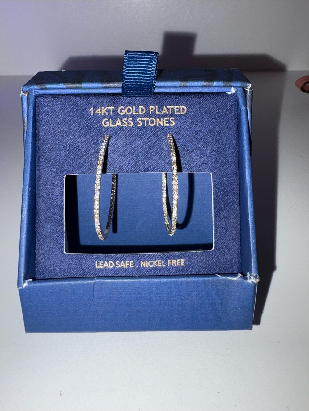 14KT Gold Plated Sparkling Hoop Earrings in Gold